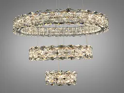 Підвісна LED люстра Diasha 7895/600+400+200CH з кришталем, хром, 70 W, з пультом, освітлення 10-20 м2 - мініатюра 2