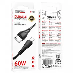Кабель USB Borofone BX121 Type-C to Type-C 60W Чорний - мініатюра 4