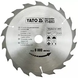 Диск пиляльний победітовий по дереву YATO 185х20х2.4х1.4 мм (YT-6063)