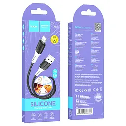 Кабель Hoco X82 iP silicone charging data cable Black - мініатюра 2