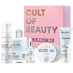 Набор косметики для лица Hollyskin Collagen Care Maxi Set: Сыворотка 30 мл + Маска 100 мл + Очищающая пенка 150 мл + Тоник 250 мл + Патчи под глаза 100 pcs