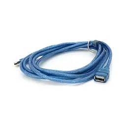 Дата кабель USB 2.0 AM/AF 3.0m ferrite transparent blue Voltronic (YT-AM/AF-3.0TBL)
