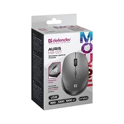 Мишка Defender Auris MB-027 Silent Wireless Grey (52029) - мініатюра 5