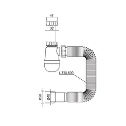 Сифон для умивальника Mixxus SU-04-A 1 1/4"×32 без випуску 32×40/50 MI8181 - мініатюра 2