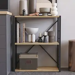 Етажерка 3/60 Ferrum-decor Серії Коннект 73x60x28 чорний ДСП Дуб Сонома 16мм (FRD-104257)