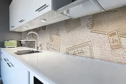 Кухонний фартух Поштова марка вінілова наклейка ПВХ вінтаж абстракція бежевий 65х250 см Happy Pocket Z180872 - мініатюра 6