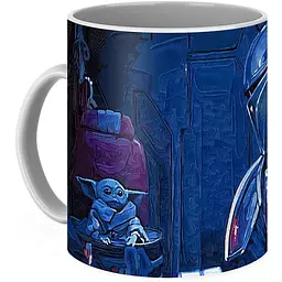 Кухоль GeekLand Зоряні війни Мандалорець Мандалорець Star Wars The Mandalorian синій фон TM.04.25 330 мл білий - мініатюра 2