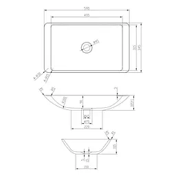 Раковина Volle Solid surface 59x34 13-40-859, Білий - мініатюра 3