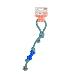Іграшка для собак Misoko&Co Довга мотузка з кісточкою blue 48 cm - мініатюра 2