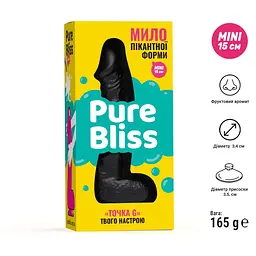 Крафтове мило-член із присоскою Pure Bliss Mini Black - мініатюра 6