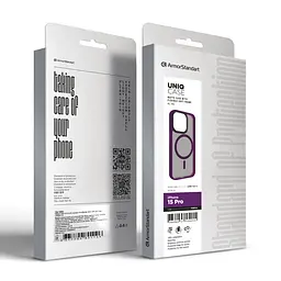 Чехол для Apple iPhone 15 Pro, Uniq MagCase, фиолетовый, противоударный, панель-накладка с MagSafe, ударопрочный TPU+PC, с магнитом MagSafe, поддержка полноценной беспроводной зарядки, ArmorStandart (ARM75311) - мініатюра 6