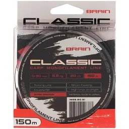 Волосінь Brain Classic Carp Line (dark brown) 150 м 0.30 мм 20 lb 8.8 кг - мініатюра 2