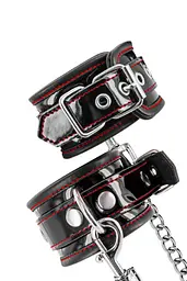 Наручники Fetish Tentation Premium Patent Leather Handcuffs, знімний ланцюжок - мініатюра 3