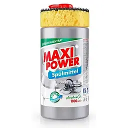 Засіб для миття посуду MAXI POWER 1л дозатор+губка Платина