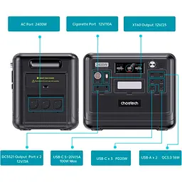 Зарядна станція Choetech Portable Power Station 2400W (BS008) - мініатюра 7