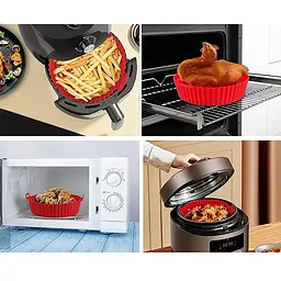 Кругла силіконова форма для аерогрилю, духовки та мультипечі 21х21 см, Kitchen Master Сірий 87959 - мініатюра 7
