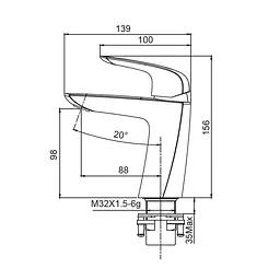 Змішувач для раковини Koer KB-10008-01 (KR3470) - мініатюра 2