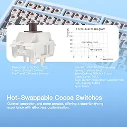 Ігрова механічна клавіатура WOBKEY RAINY 75 PRO / Три режими підключення / Kailh Cocoa Switches / Blue - мініатюра 4