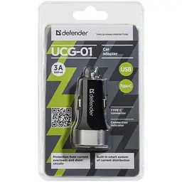 Зарядний пристрій Defender UCG-01 авто, 1 порт USB + TypeC, 5V / 5.4A (83569) - мініатюра 4