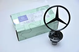 Емблема приціл на капот Mercedes-Benz-Benz Чорний матовий+напис W124 (РЕСТАЙЛ) W210 W202 W203 W204 W221 W211 W212 W222 метал (Завод) OEM a2108800186 - мініатюра 4