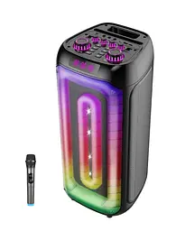 Колонка акумуляторна портативна 2x8" PartyBox 80Вт з радіомікрофоном караоке акустична система LED RGB підсвічування USB/BT/FM/TWS UKC E-882