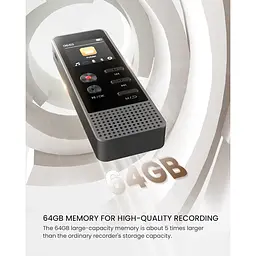 Цифровий bluetooth диктофон ZOOAOXO V200 64 ГБ чорний - мініатюра 4