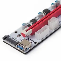 Райзер T-Riser PCI-E 1x to 16x 60cm v.08 6-pin/Molex/Sata White Б/в - мініатюра 4
