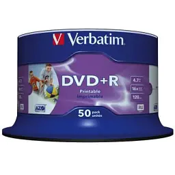 Диск DVD Verbatim 4.7Gb 16X CakeBox 50штWidePrintable (43512) - мініатюра 2