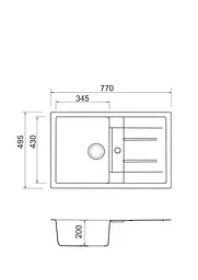 Кухонна мийка Adamant Fort 770x495x200 old stone 100002003, Сірий - мініатюра 4