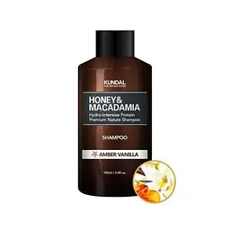 Шампунь відновлюючий "Амбра Ваніль" 100 мл Kundal Honey & Macadamia Nature Shampoo Amber Vanilla