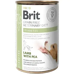 Вологий корм Brit GF VetDiet Diabetes для собак із цукровим діабетом з ягням та горошком 400 г