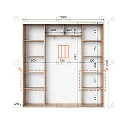 Шафа-купе Idea серія 7 200 x 45 x 210 см Дуб сонома - мініатюра 2