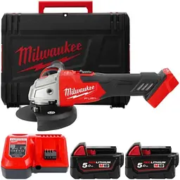 Кутова шліфувальна машина — акумуляторна безщіткова болгарка MILWAUKEE, M18 FSAG125XB-502X, Ø125 мм