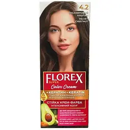 Крем-фарба Florex для волосся КЕРАТИН 4.2 Оксамитовий каштан