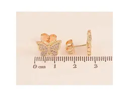 Сережки Xuping пусети M&L 18К "Метелики з кристалами" (350721) 1,3см - мініатюра 2