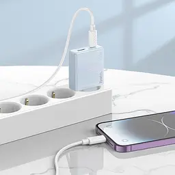 Адаптер мережевий HOCO Direct charger C142A |1USB/1Type-C, 20W/3A, PD/QC| - мініатюра 2