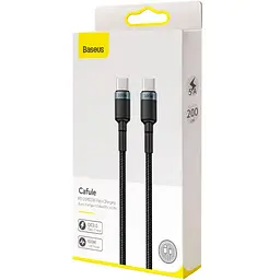 Кабель Baseus Cafule Cable Type-C to Type-C 100W 2m CATKLF-ALG1 Black-Grey - мініатюра 4