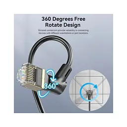 Патч-корд 1м STP cat 8 RJ-45 90° corner black Vention (IKLBF) - мініатюра 2