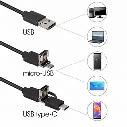 Камера ендоскоп із кабелем на 5 метрів 5 мм USB/micro USB/Type-C з підсвіткою під Android - мініатюра 4