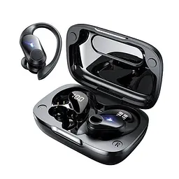 Спортивні бездротові Bluetooth навушники TWS T59, з індикатором заряду і кнопками управління та LED-дисплеєм