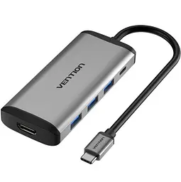 Компактний хаб для ПК і ноутбука з 5 портами та підтримкою 4K Vention Type-C to HDMI USB3.0*3 PD Converter