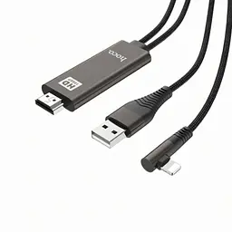 Кабель адаптер HOCO UA14, Lightning HDMI USB, довжина 2 м, передача зображення, підтримка HD