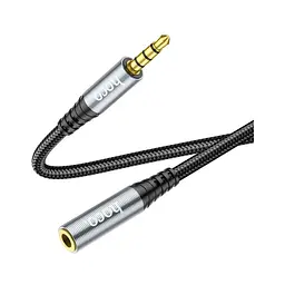 Кабель мультимедійний 3.5mm M to 3.5mm F 1.0m Gray HOCO (6931474762153) - мініатюра 3