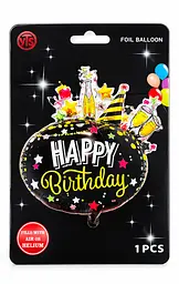 Фольгована кулька фігура “Happy Birthday Святкова вечірка” наповнення повітрям або гелієм для тематичних вечірок Чорний - мініатюра 2