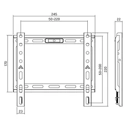 Кронштейн для ТВ AGN AGN43-220F фіксований/23"-43"/45 кг/max.VESA 200x200/Чорний - мініатюра 5