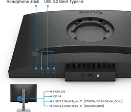 Монітор TFT 24.1 BenQ RD240Q, WQXGA, 16:10, USB-C, HDMI, DP, HAS, Pivot, колонки, темно-сірий - мініатюра 10