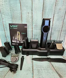 Тример VGR V-173 13 в 1 акумуляторний з LED-дисплеєм машинка для стрижки Чорний із Синім 5 Вт - мініатюра 6