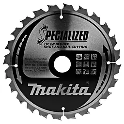 Диск пиляльний по дереву 210х30 мм 24T Makita Makblade Plus qulet cutting B-09438