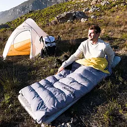 Спальник Naturehike CW400 L (NH18C400-D) з натуральним пухом жовто-сірий - мініатюра 4