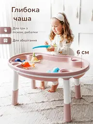 Дитячий столик та стілець 6 в 1 зростаючий. Стіл багатофункціональний ігровий з лего поверхнею "Трансформер Мультіплей" (Pink) - мініатюра 4